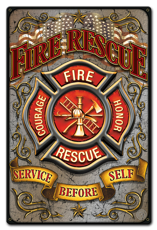 Fire Rescue Vintage Sign, Humor, Metal Sign, Wall Art, 12 X 18 Inches