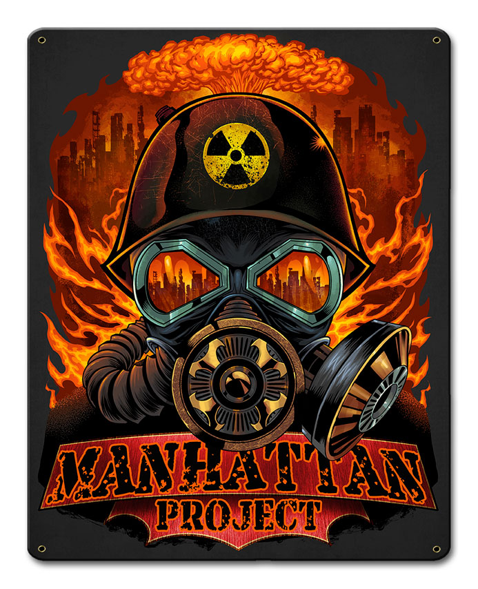 Manhattan Project Vintage Sign, Roadside Attractions, Metal Sign, Wall Art, 12 X 15 Inches