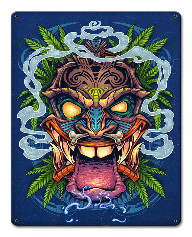 Tiki Head Vintage Sign, Roadside Attractions, Metal Sign, Wall Art, 12 X 15 Inches