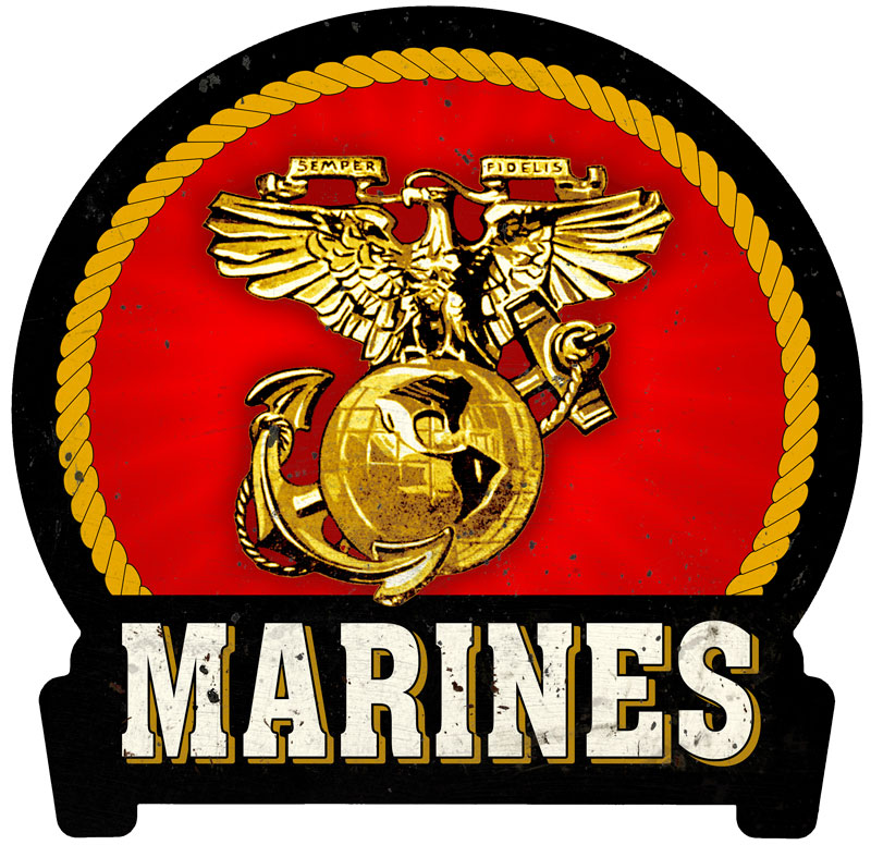 Marines, Military, Metal Sign, Wall Art, 16 X 15 Inches