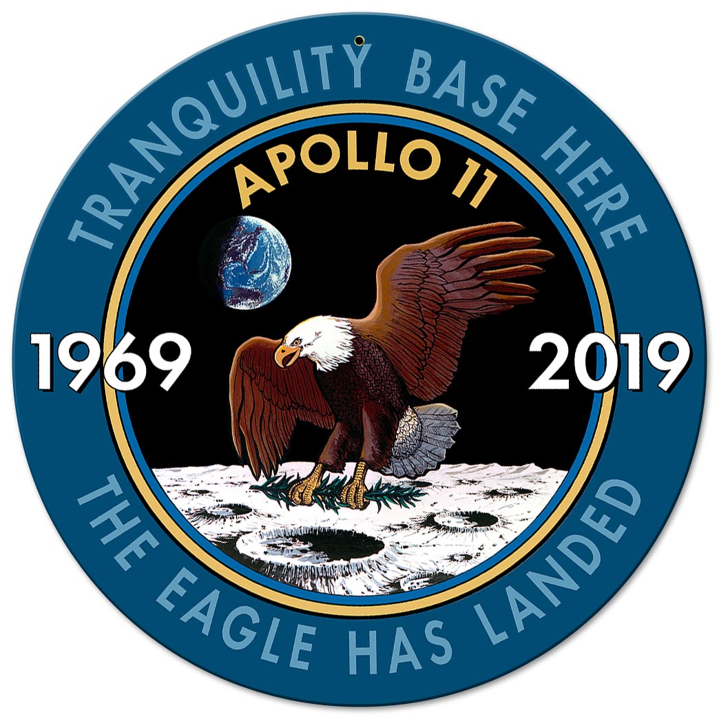 Apollo 11 50th Anniversary Mission Insignia Metal Sign Vintage Sign, Aviation, Metal Sign, Wall Art, 14 X 14 Inches