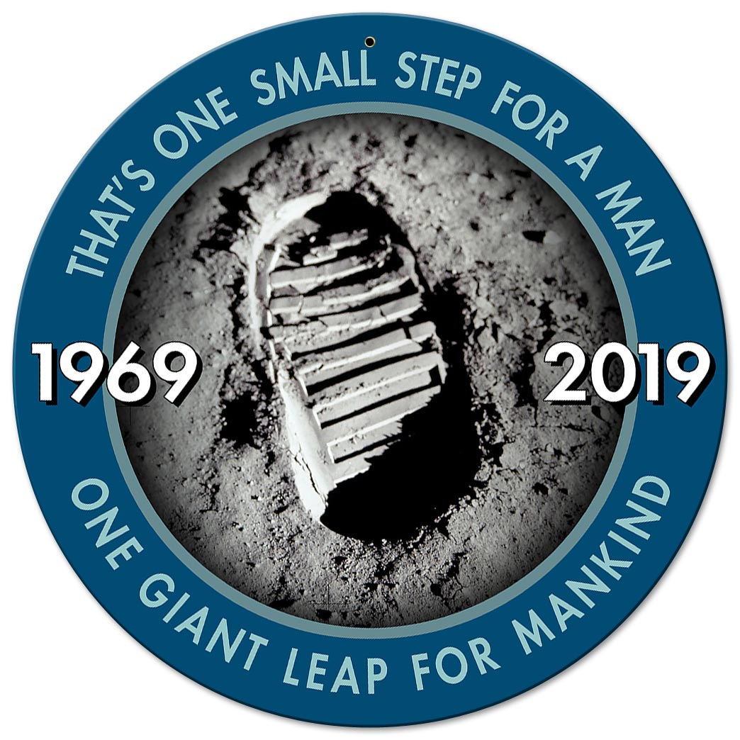 Apollo 11 50th Anniversary Bootprint Metal Sign Vintage Sign, Aviation, Metal Sign, Wall Art, 14 X 14 Inches
