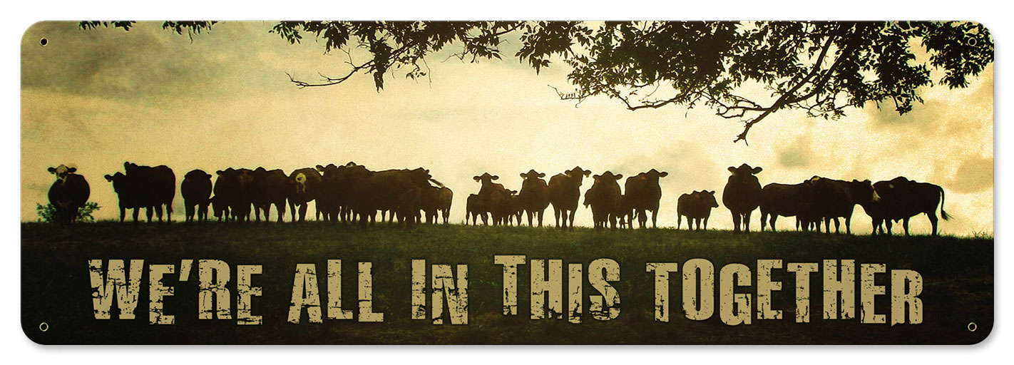 Cows On Hill Vintage Sign, Home & Garden, Metal Sign, Wall Art, 24 X 8 Inches