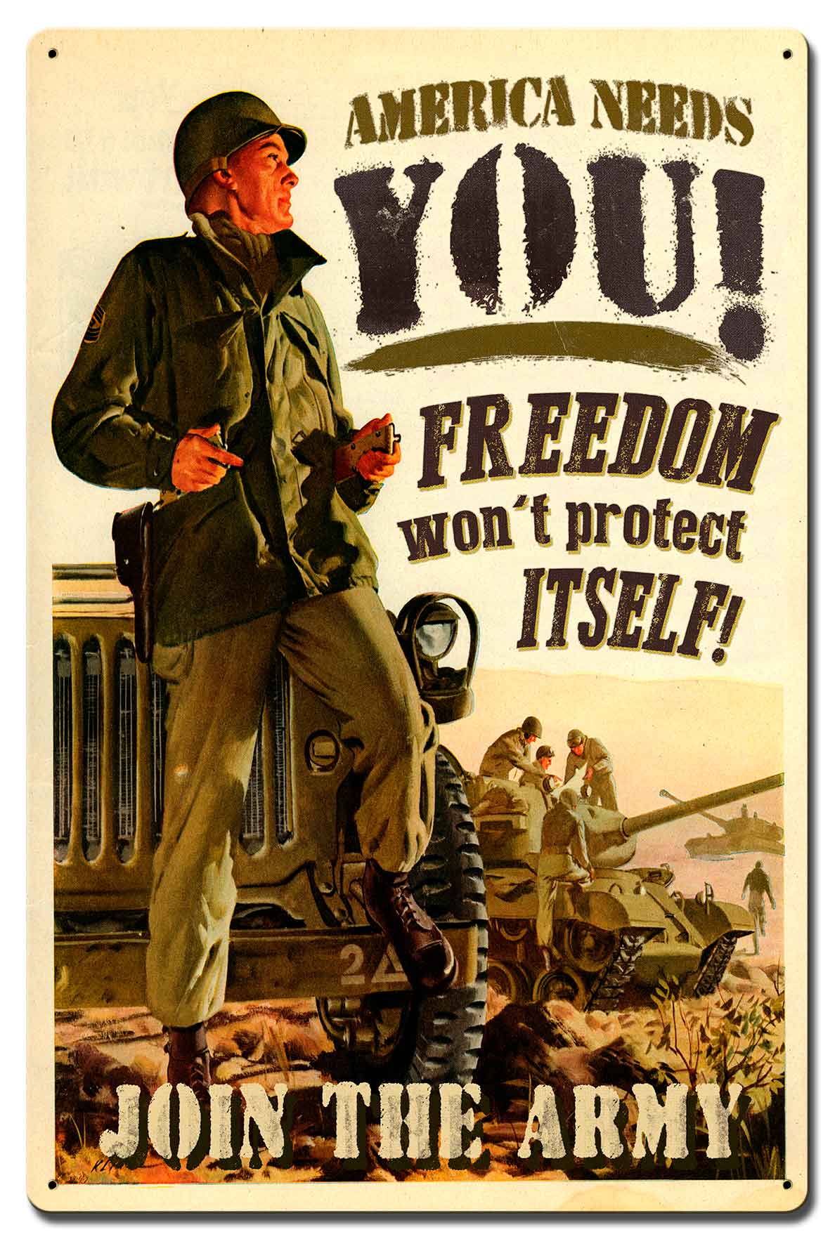 Join The Army Vintage Sign, Military, Metal Sign, Wall Art, 16 X 24 Inches