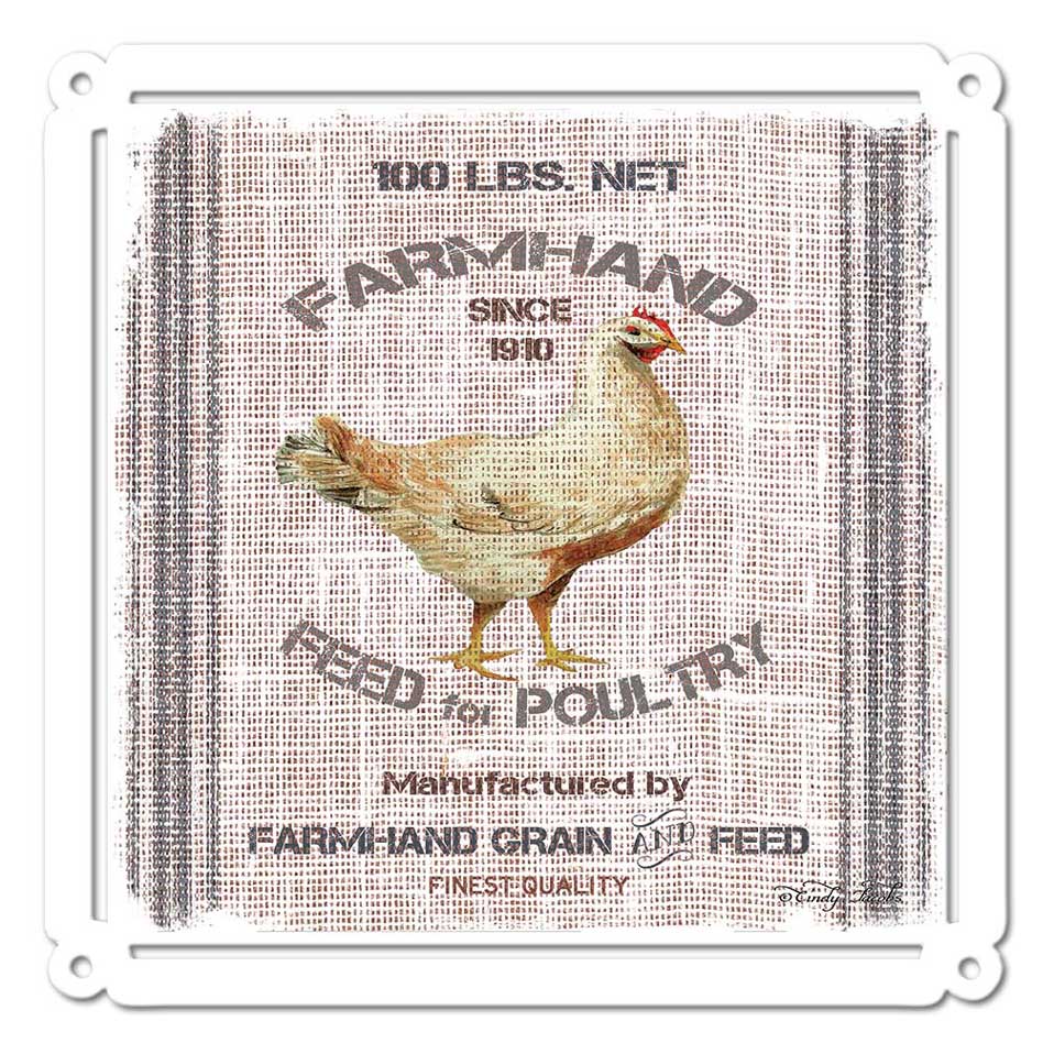 Grain Animal Chicken Vintage Sign, Home & Garden, Metal Sign, Wall Art, 17 X 17 Inches