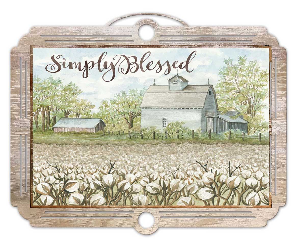 Barn Cotton Simply Blessed Vintage Sign, Home & Garden, Metal Sign, Wall Art, 17 X 14 Inches