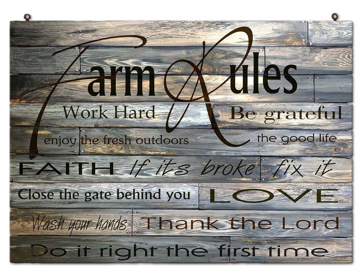 SIGN Farm Rules Vintage Sign, Home & Garden, Metal Sign, Wall Art, 25 X 19 Inches