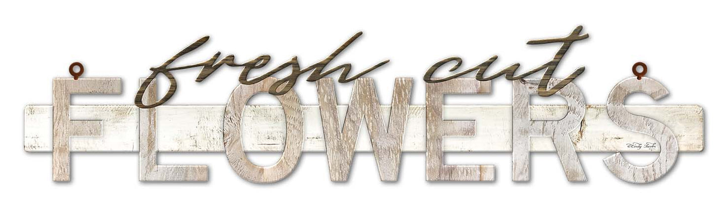 Sign-floral Fresh Cut Flowers Vintage Sign, Home & Garden, Metal Sign, Wall Art, 28 X 7 Inches
