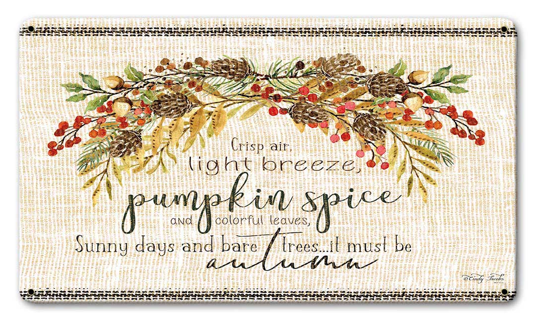 Wood Grain Fall Crisp Air Vintage Sign, Home & Garden, Metal Sign, Wall Art, 14 X 8 Inches