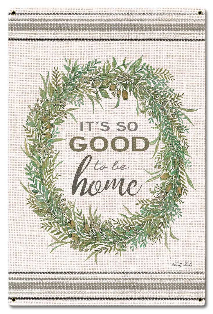 Wood Grain Wreath Its So Good Vintage Sign, Home & Garden, Metal Sign, Wall Art, 16 X 24 Inches