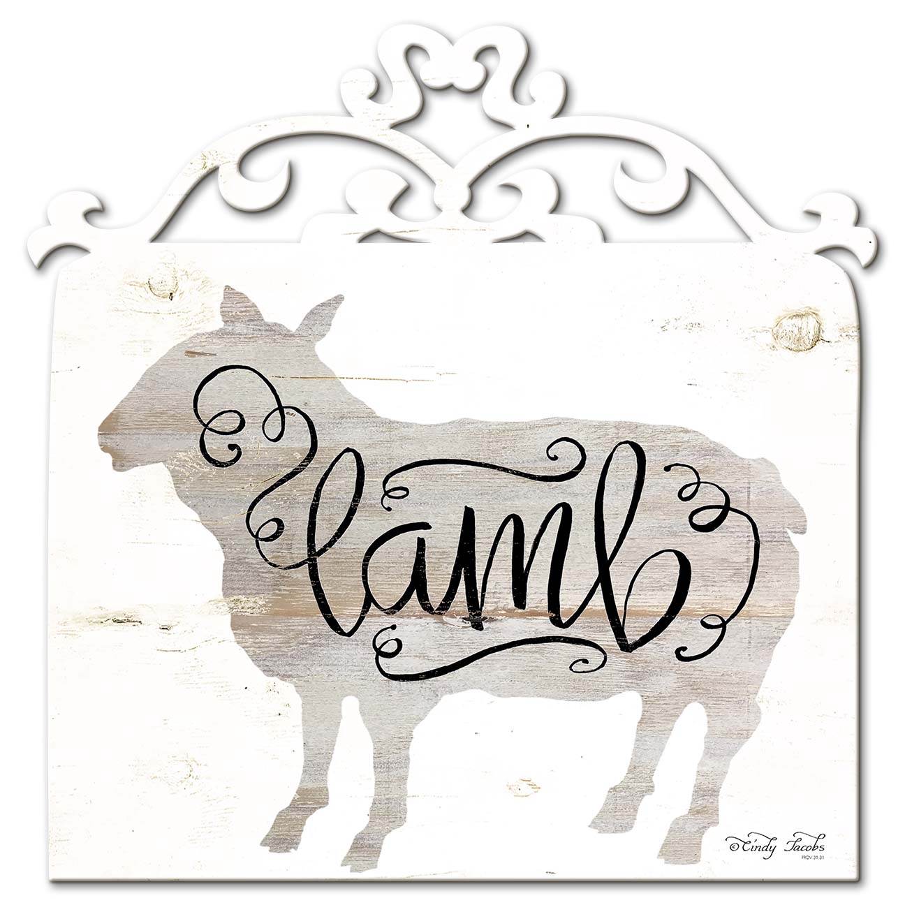 White Lamb Vintage Sign, Home & Garden, Metal Sign, Wall Art, 25 X 25 Inches