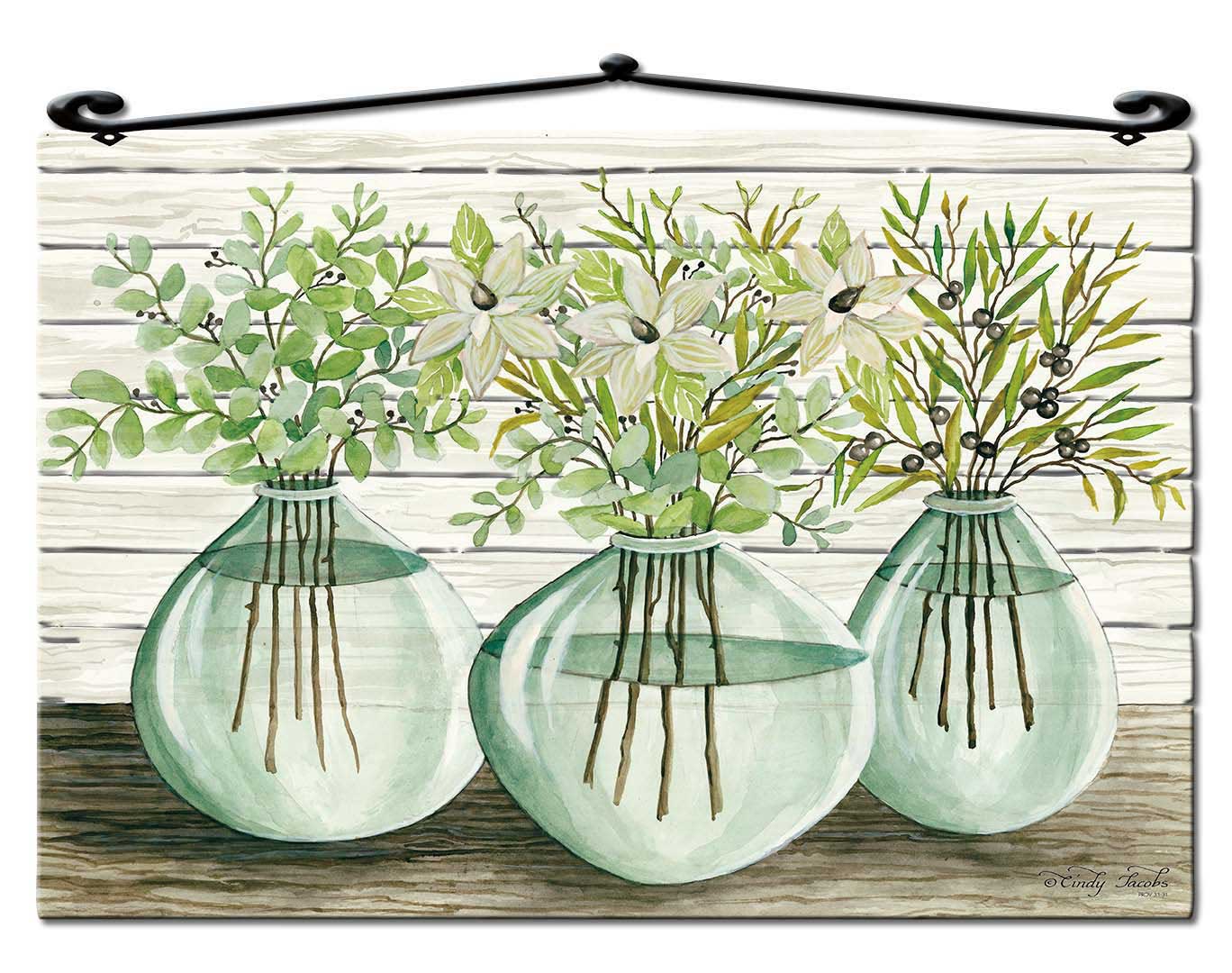 EUC Jars Florals Vintage Sign, Home & Garden, Metal Sign, Wall Art, 25 X 20 Inches