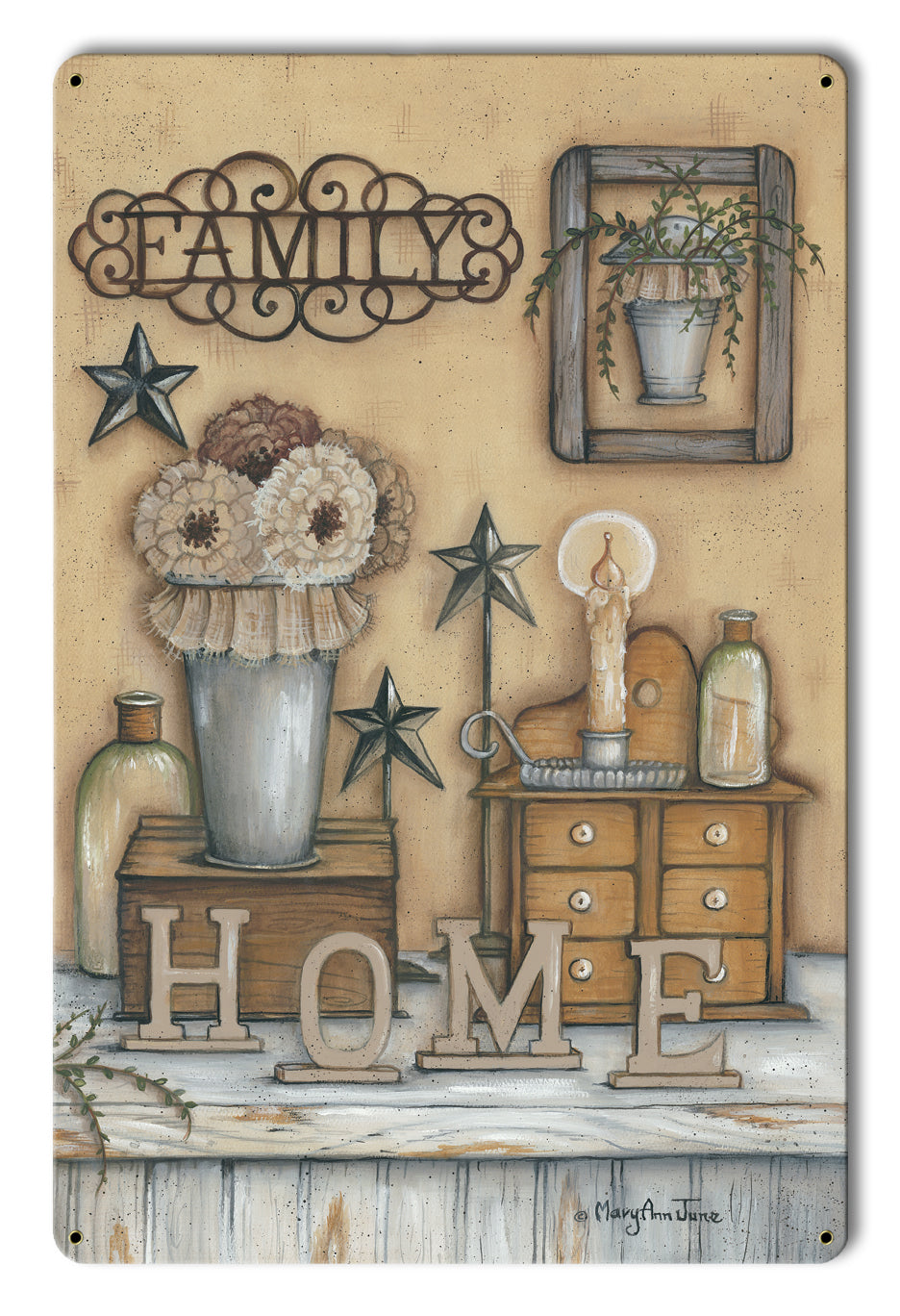 Family Home Vintage Sign, Automotive, Metal Sign, Wall Art, 12 X 18 Inches