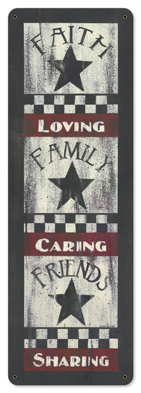 Loving Caring Sharing Vintage Sign, Automotive, Metal Sign, Wall Art, 8 X 24 Inches