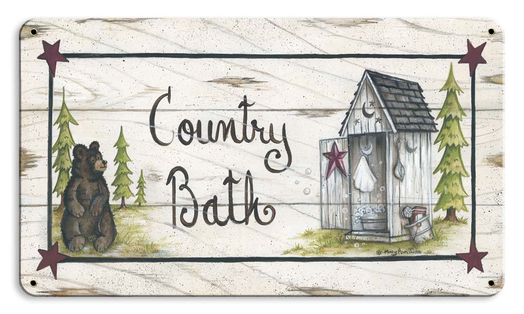 Country Bear Bath Vintage Sign, Automotive, Metal Sign, Wall Art, 8 X 14 Inches
