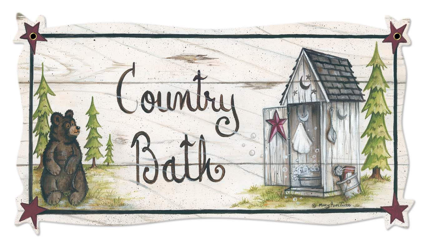 Country Bath Bear Vintage Sign, Automotive, Metal Sign, Wall Art, 18 X 10 Inches