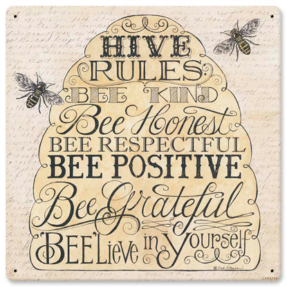 Hive Rules Vintage Sign, Automotive, Metal Sign, Wall Art, 12 X 12 Inches