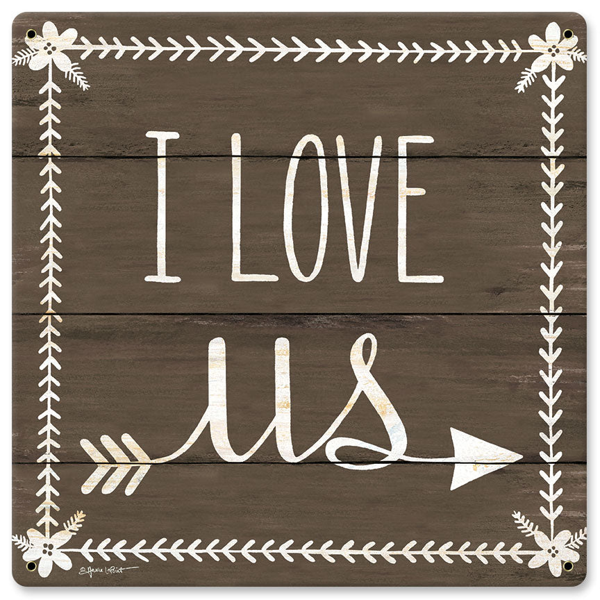 I Love Us Vintage Sign, Automotive, Metal Sign, Wall Art, 12 X 12 Inches
