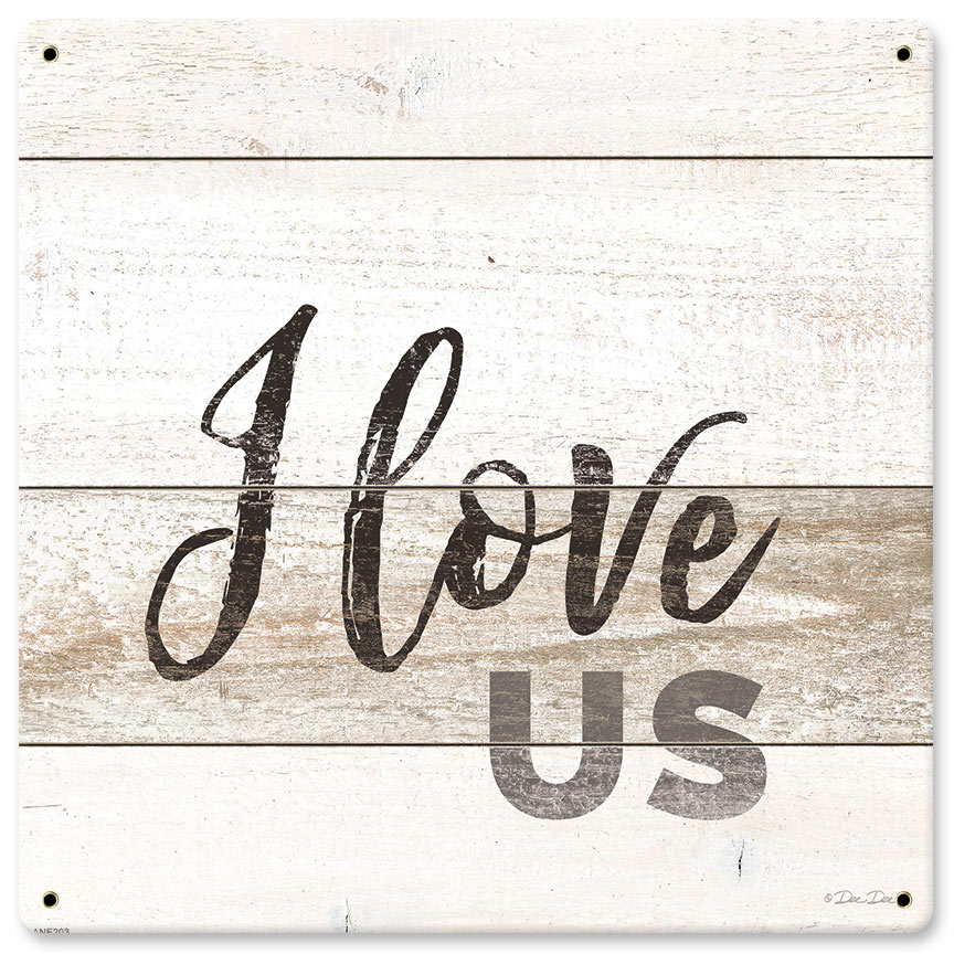 I Love Us Vintage Sign, Automotive, Metal Sign 1, Wall Art, 12 X 12 Inches
