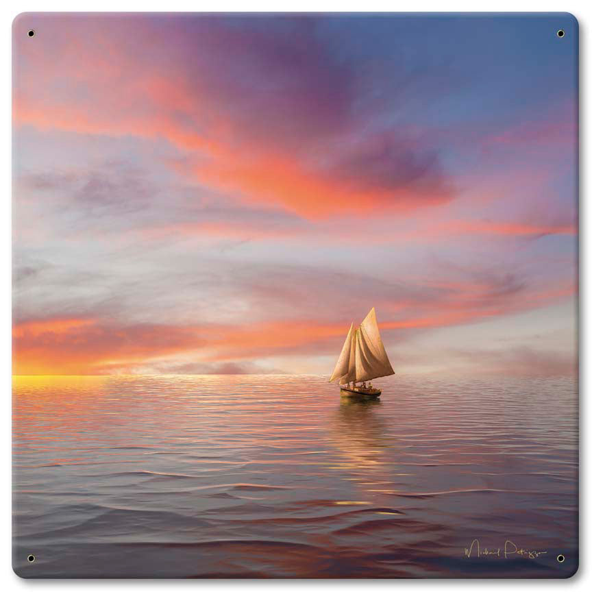 Sailboat On The Water Vintage Sign, Automotive, Metal Sign, Wall Art, 12 X 12 Inches