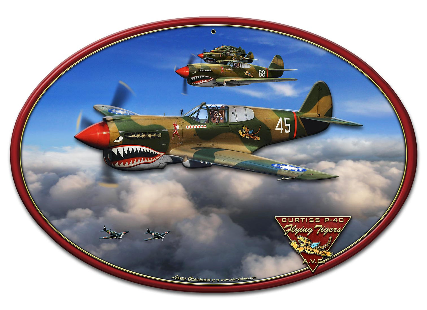 LGB091 - P-40 Flying Tiger, Automotive, Metal Sign, Wall Art, 20 X 14 Inches