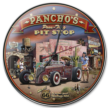 Pancho's Poon-Tang Pit Stop, Automotive, Metal Sign, Wall Art, 14 X 14 Inches