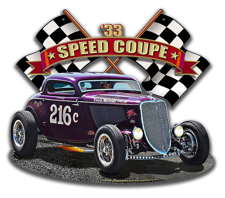 1933 Speed Coupe Vintage Sign, Automotive, Metal Sign, Wall Art, 16 X 14 Inches