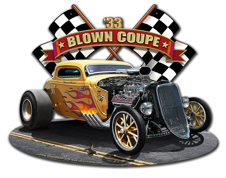 1933 BLOWN COUPE 2 Vintage Sign, Automotive, Metal Sign, Wall Art, 18 X 13 Inches