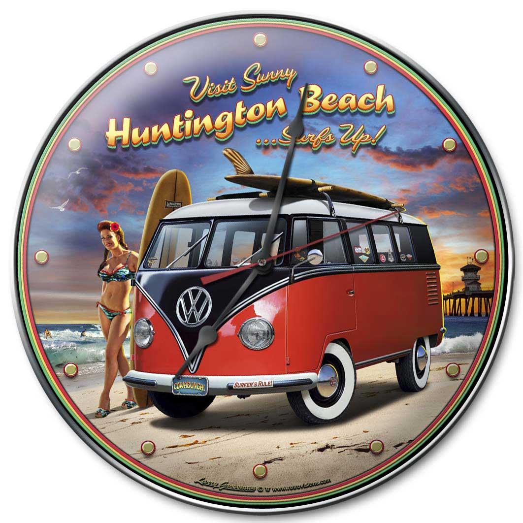 Huntington Beach VW, Automotive, Metal Sign, Wall Art, 14 X 14 Inches