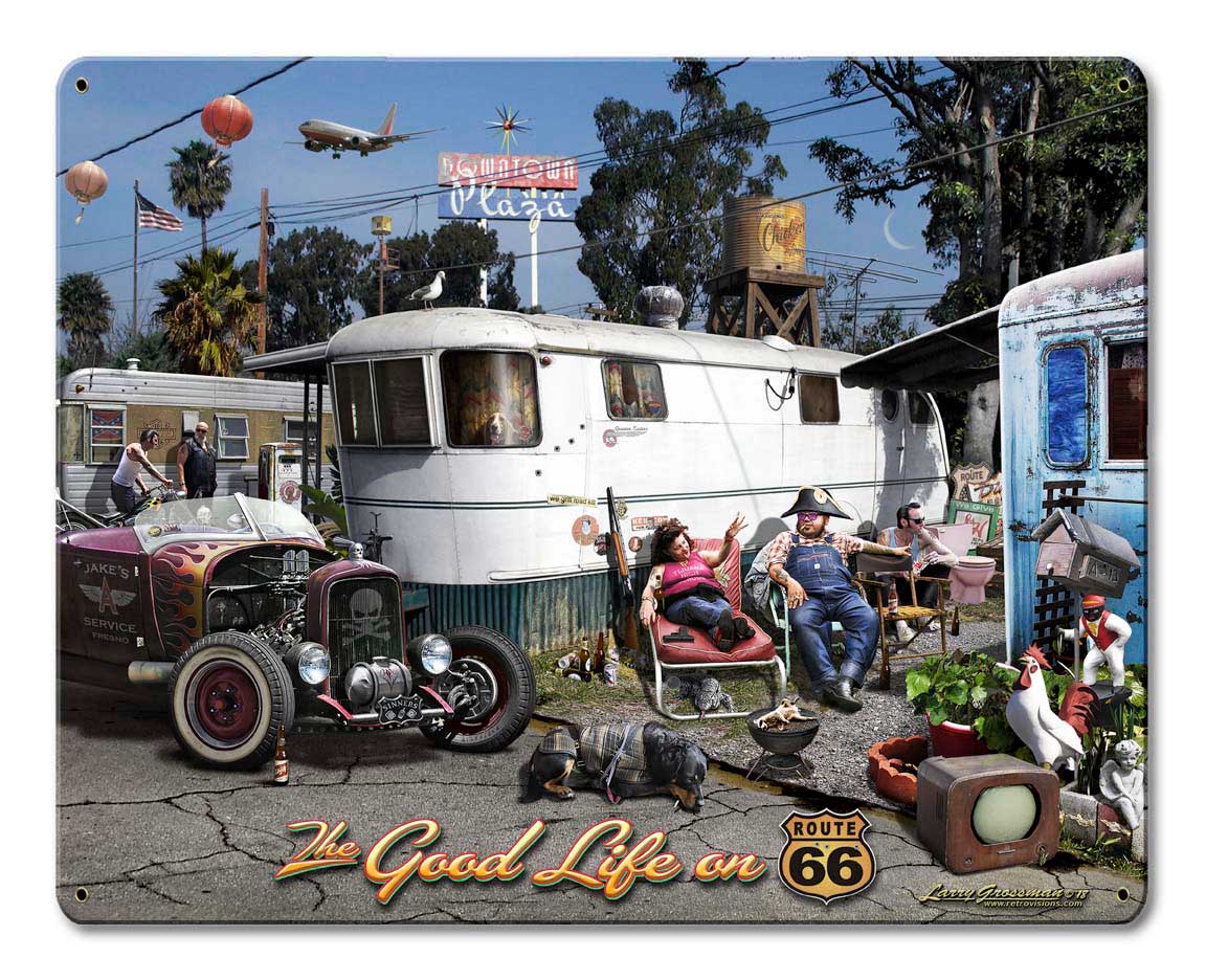 The Good Life Vintage Sign, Automotive, Metal Sign, Wall Art, 15 X 12 Inches
