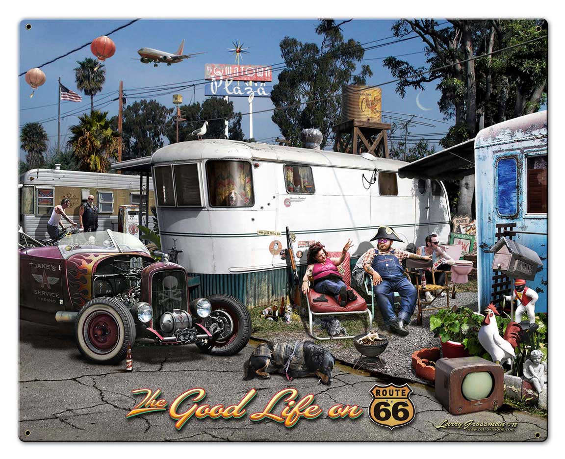 The Good Life Vintage Sign, Automotive, Metal Sign, Wall Art, 30 X 24 Inches