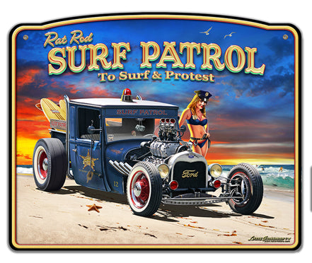 1929 Rat Rod Surf Patrol Frame Vintage Sign, Automotive, Metal Sign, Wall Art, 18 X 15 Inches