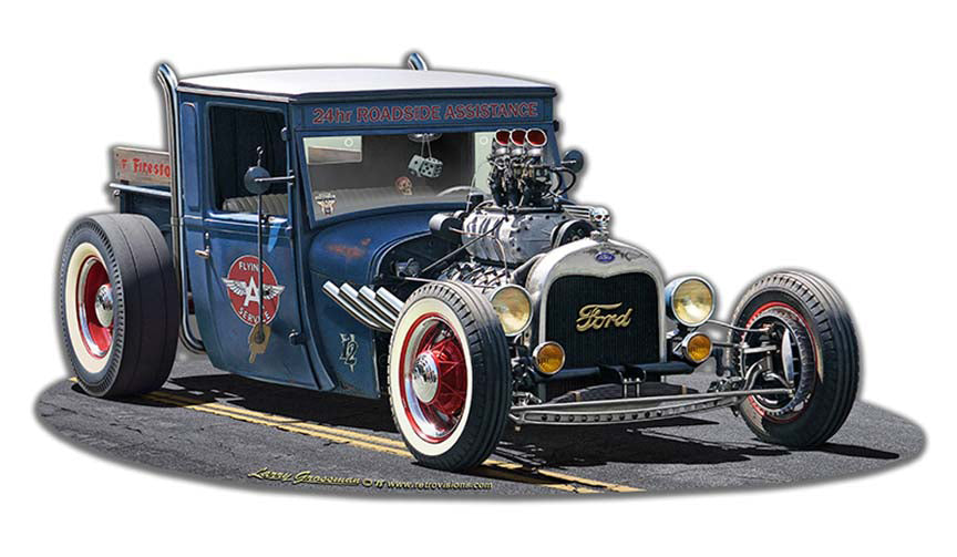 1929 Rat Rod Service Cutout Vintage Sign, Automotive, Metal Sign, Wall Art, 18 X 9 Inches