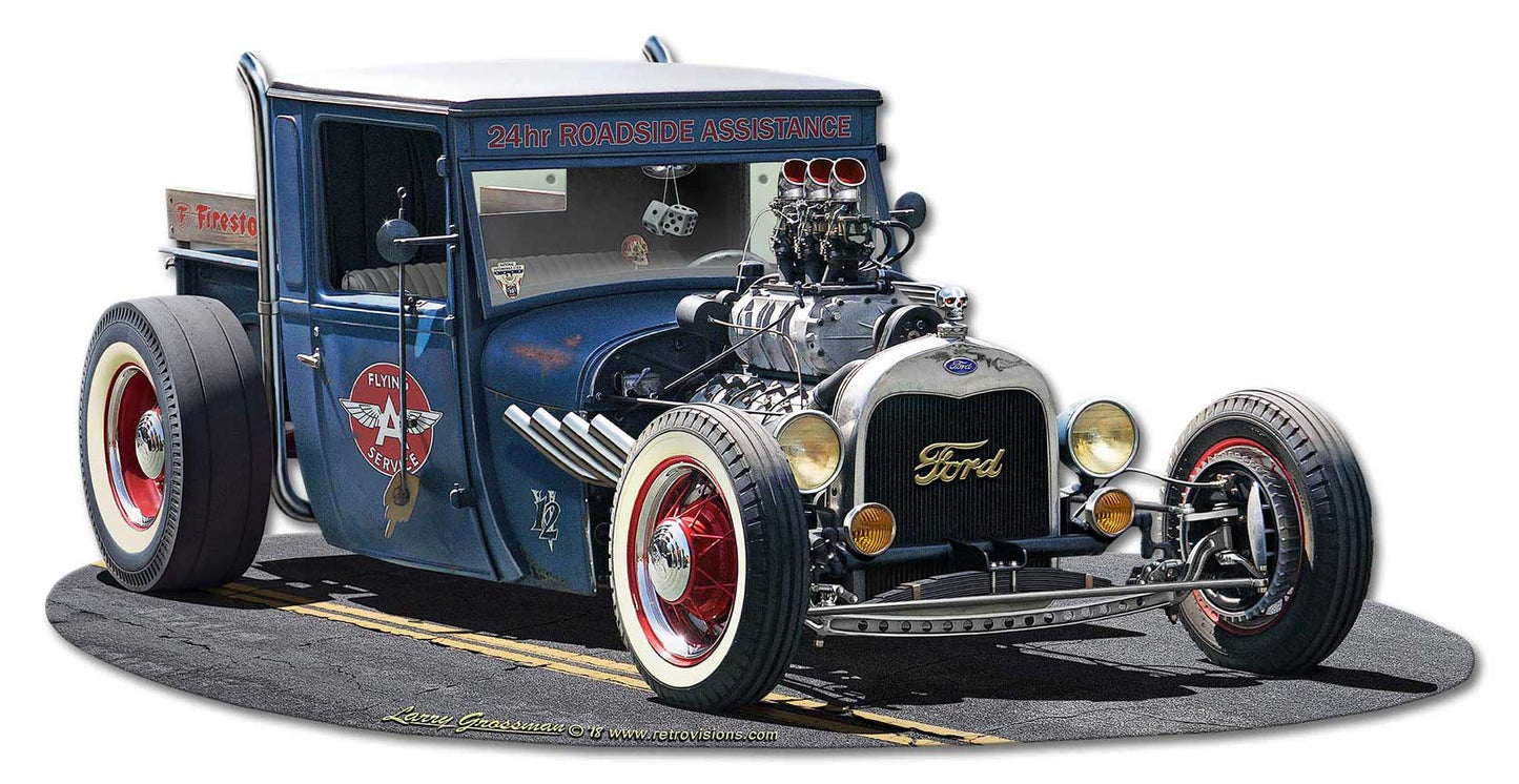 1929 Rat Rod Service Cutout Vintage Sign, Automotive, Metal Sign, Wall Art, 30 X 15 Inches