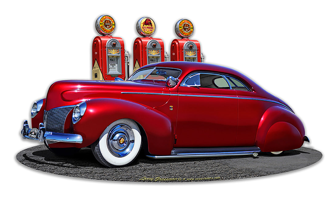 1939 Merc Kustom Fill-up NG Vintage Sign, Automotive, Metal Sign, Wall Art, 18 X 10 Inches