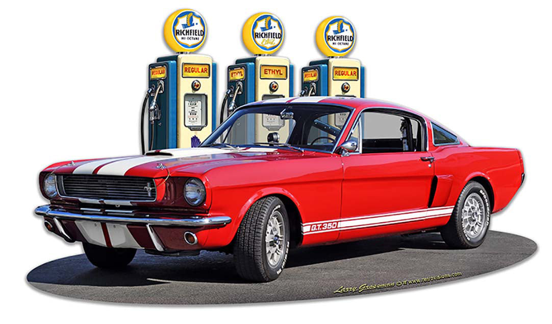 1966 Mustang GT 350 Fill-up Vintage Sign, Automotive, Metal Sign, Wall Art, 18 X 11 Inches