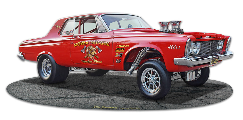 1963 Plymouth Gasser Vintage Sign, Oil & Petro, Metal Sign, Wall Art, 18 X 8 Inches