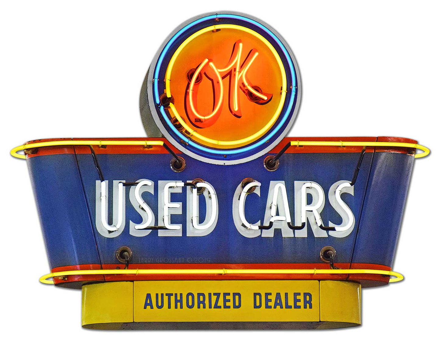 1950's OK Used Cars Vintage Sign, Automotive, Metal Sign, Wall Art, 30 X 23 Inches