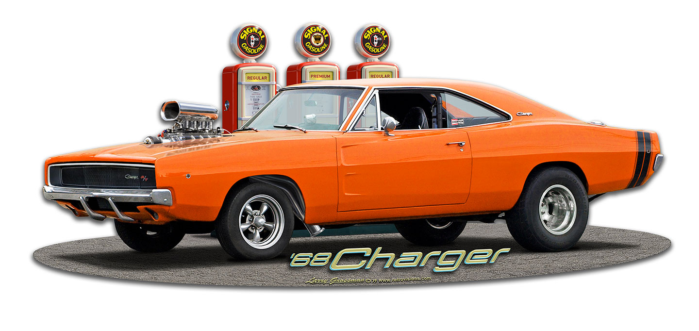1968 Blown Charger Vintage Sign, Automotive, Metal Sign, Wall Art, 18 X 8 Inches