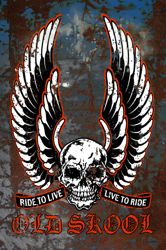 Old Skool Live To Ride Vintage Sign, Transportation, Metal Sign, Wall Art, 12 X 18 Inches