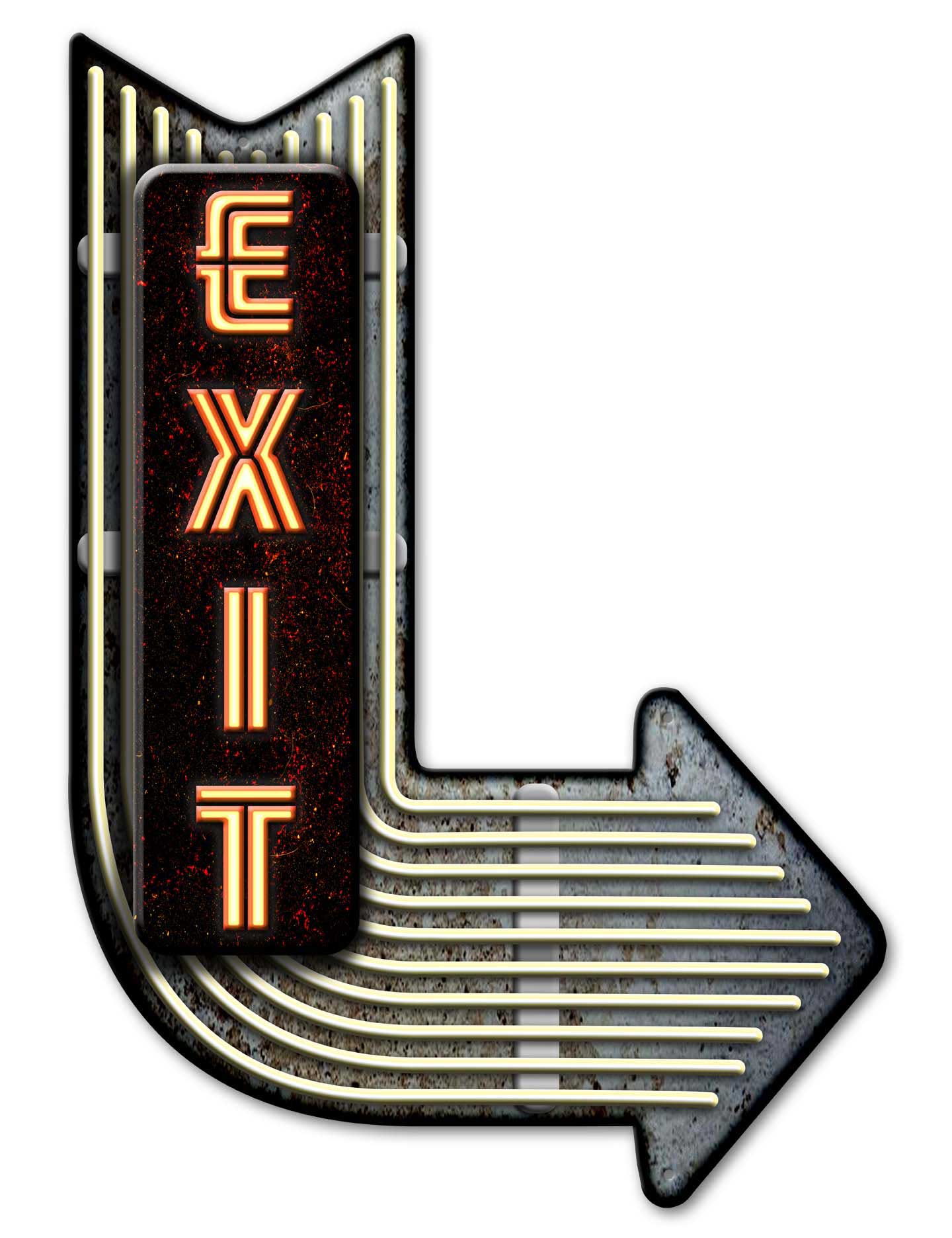 EXit Rt Arrow 3-D Vintage Sign, 3-D, Metal Sign, Wall Art, 17 X 25 Inches