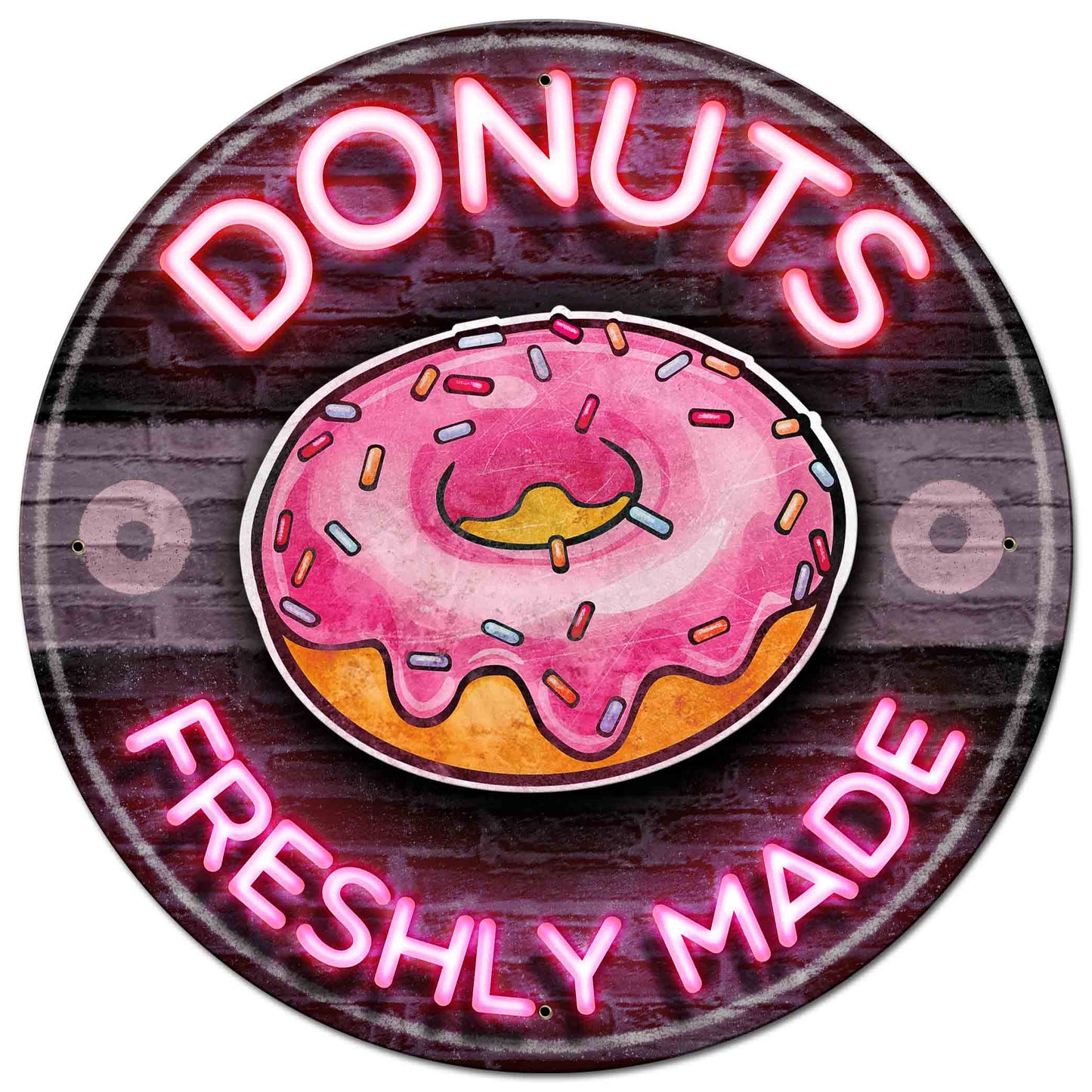 Donuts Made Fresh 3-D Vintage Sign, 3-D, Metal Sign, Wall Art, 28 X 28 Inches