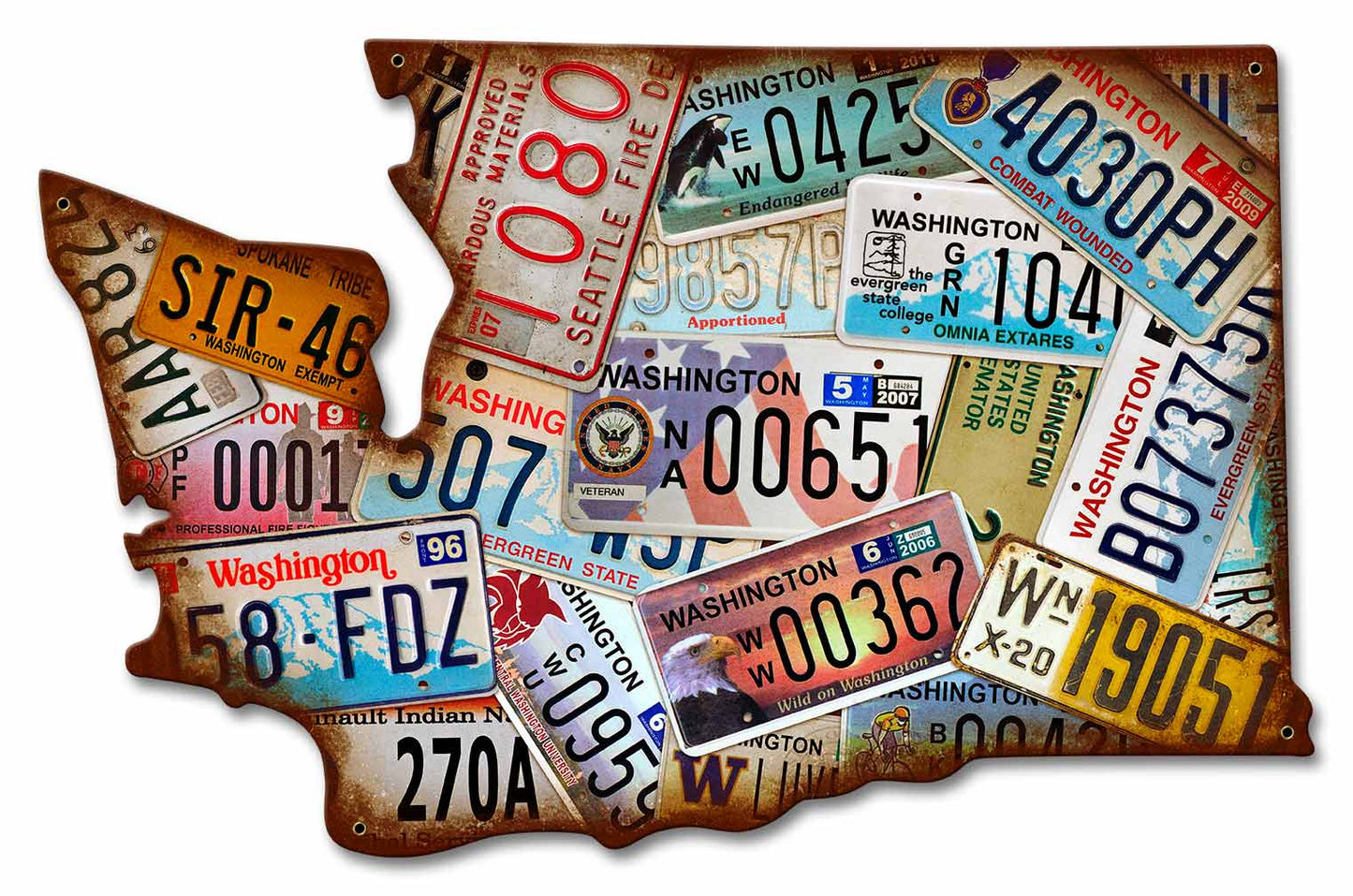 Washington State License Plates Vintage Sign, License Plates, Metal Sign, Wall Art, 20 X 13 Inches