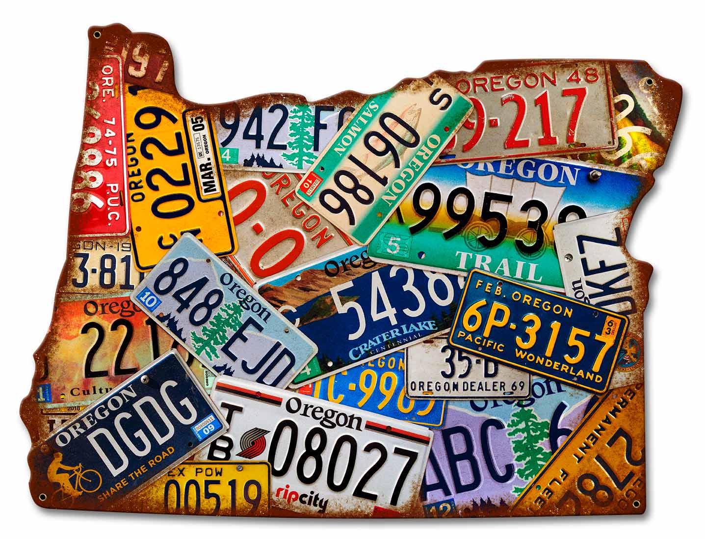 Oregon License Plates Vintage Sign, License Plates, Metal Sign, Wall Art, 19 X 14 Inches