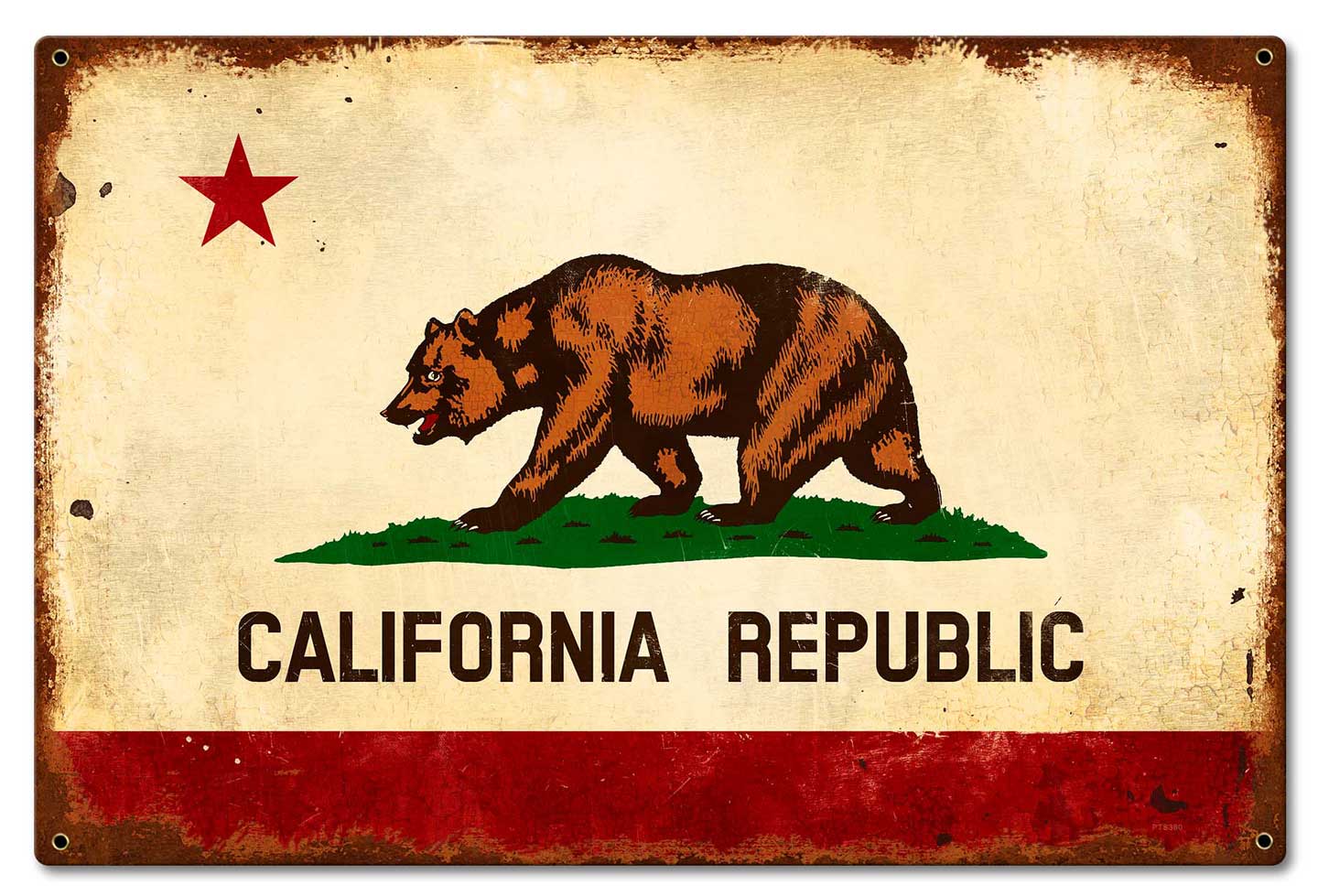 California Flag Vintage Sign, Transportation, Metal Sign, Wall Art, 24 X 16 Inches