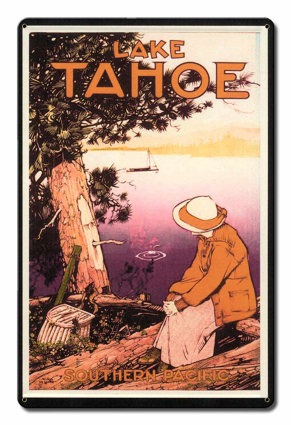 Lake Tahoe Vintage Sign, Travel, Metal Sign, Wall Art, 12 X 18 Inches