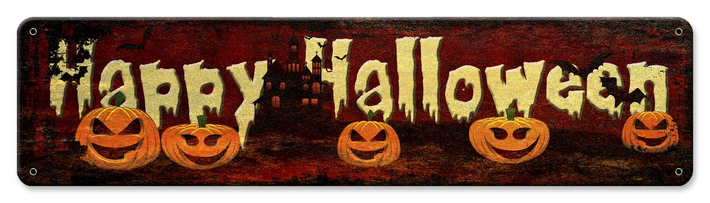 Happy Halloween Vintage Sign, Halloween, Metal Sign, Wall Art, 20 X 5 Inches
