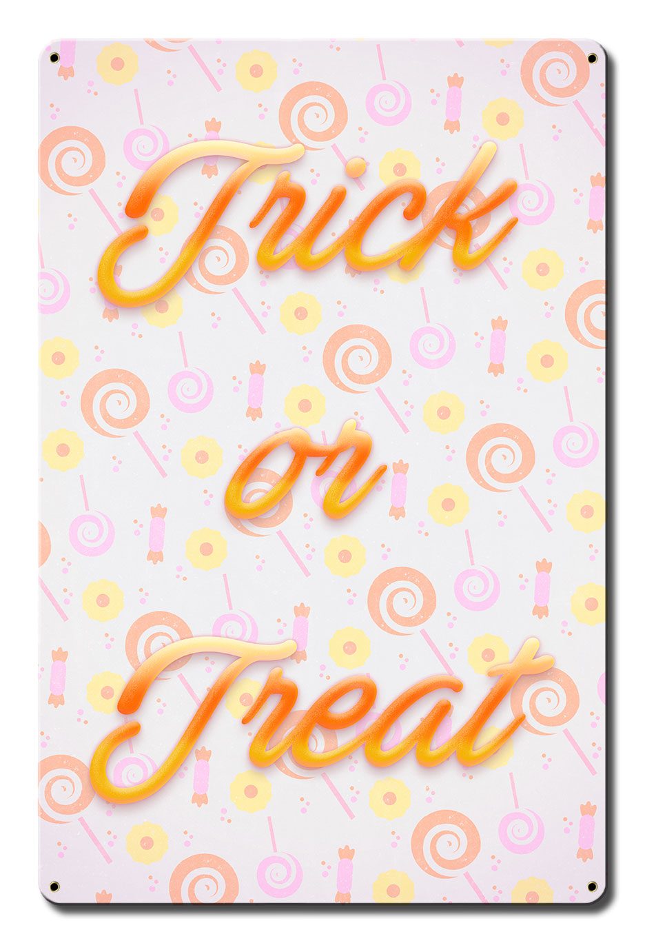 Trick or Treat Candy Corn Vintage Sign, Halloween, Metal Sign, Wall Art, 12 X 18 Inches