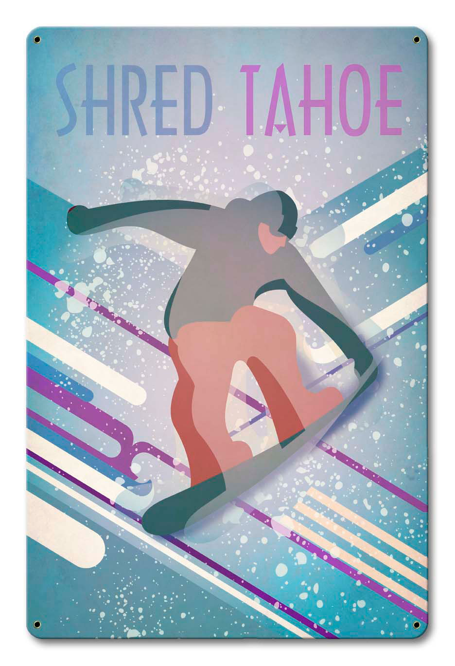 Shred Tahoe Light Vintage Sign, Travel, Metal Sign, Wall Art, 12 X 18 Inches