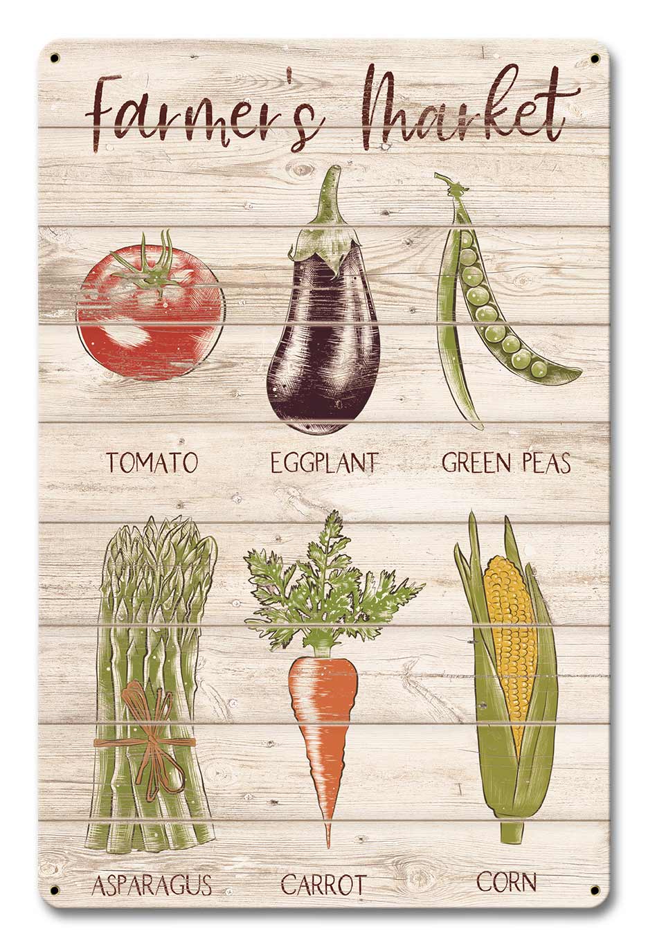 Farmer's Market Vegetables Vintage Sign, Home & Garden, Metal Sign, Wall Art, 12 X 18 Inches